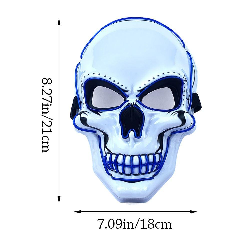Masque de crâne d’horreur pour Halloween, masque à lumière froide à LED.7COULEURS
