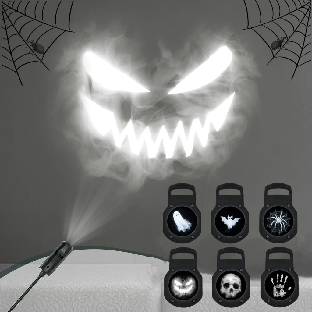 HauntGlow — Halloween Projector Light, USB, Swappable Patterns