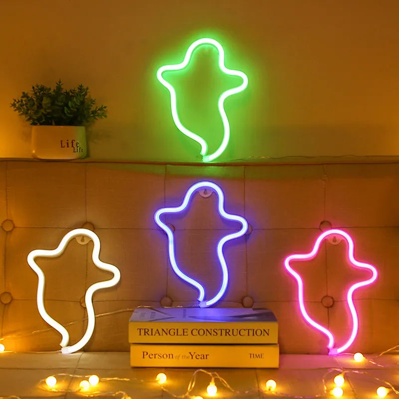 Halloween Fantôme Néon Maison Creative Modélisation Lampe